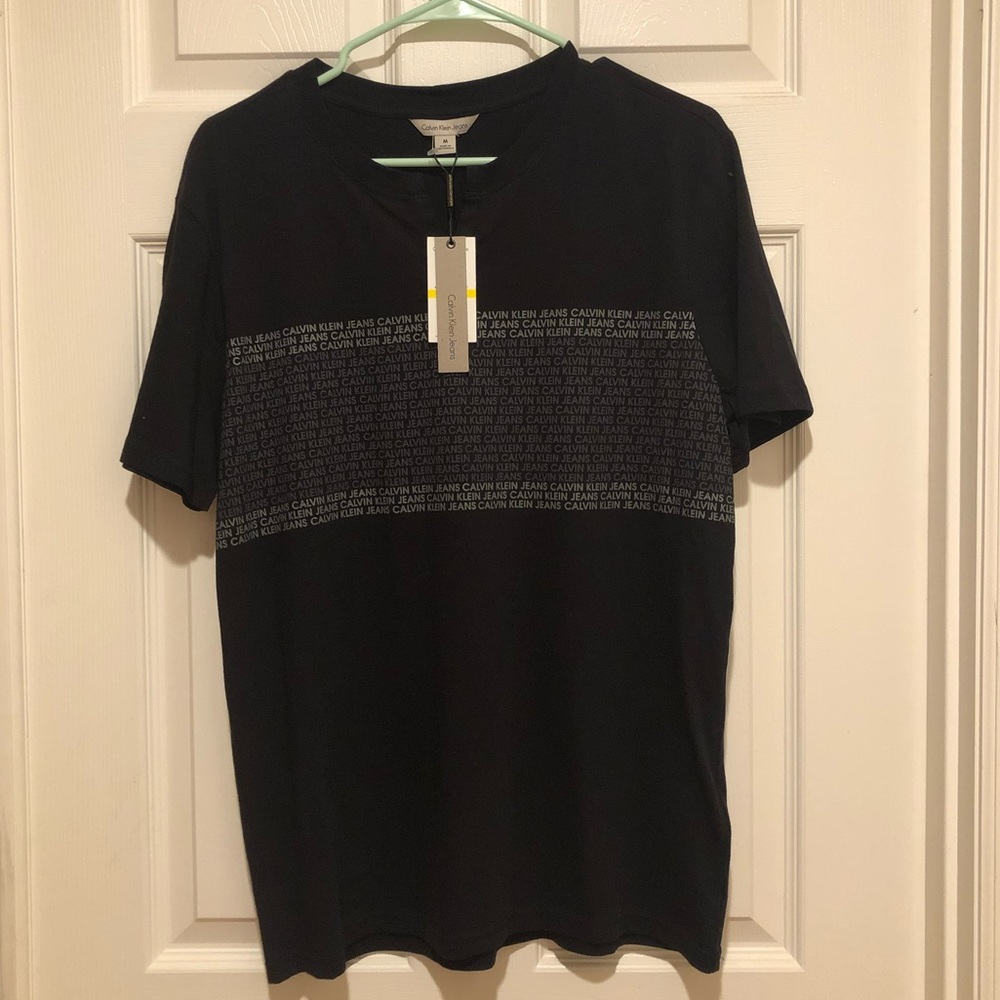 Calvin Klein Black Logo V Neck Tee